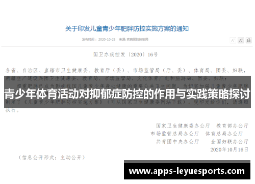 青少年体育活动对抑郁症防控的作用与实践策略探讨